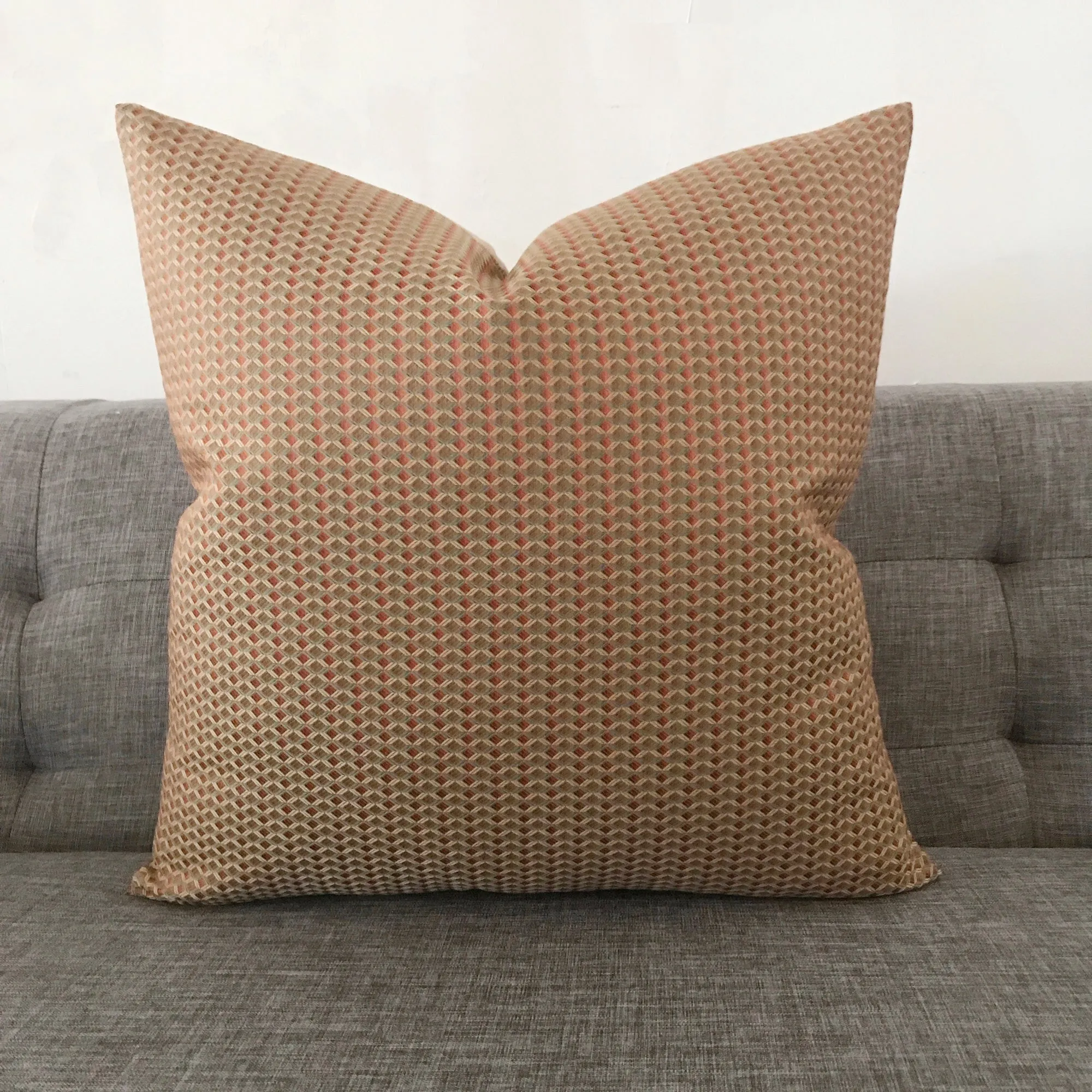 Gold Coral Geometric Luxury Woven Throw Pillow Cover 22x22