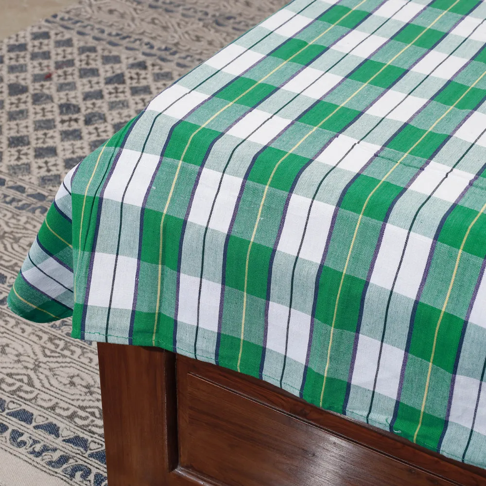 Green - Mangalagiri Handloom Cotton Single Bedcover (86 x 58 in)