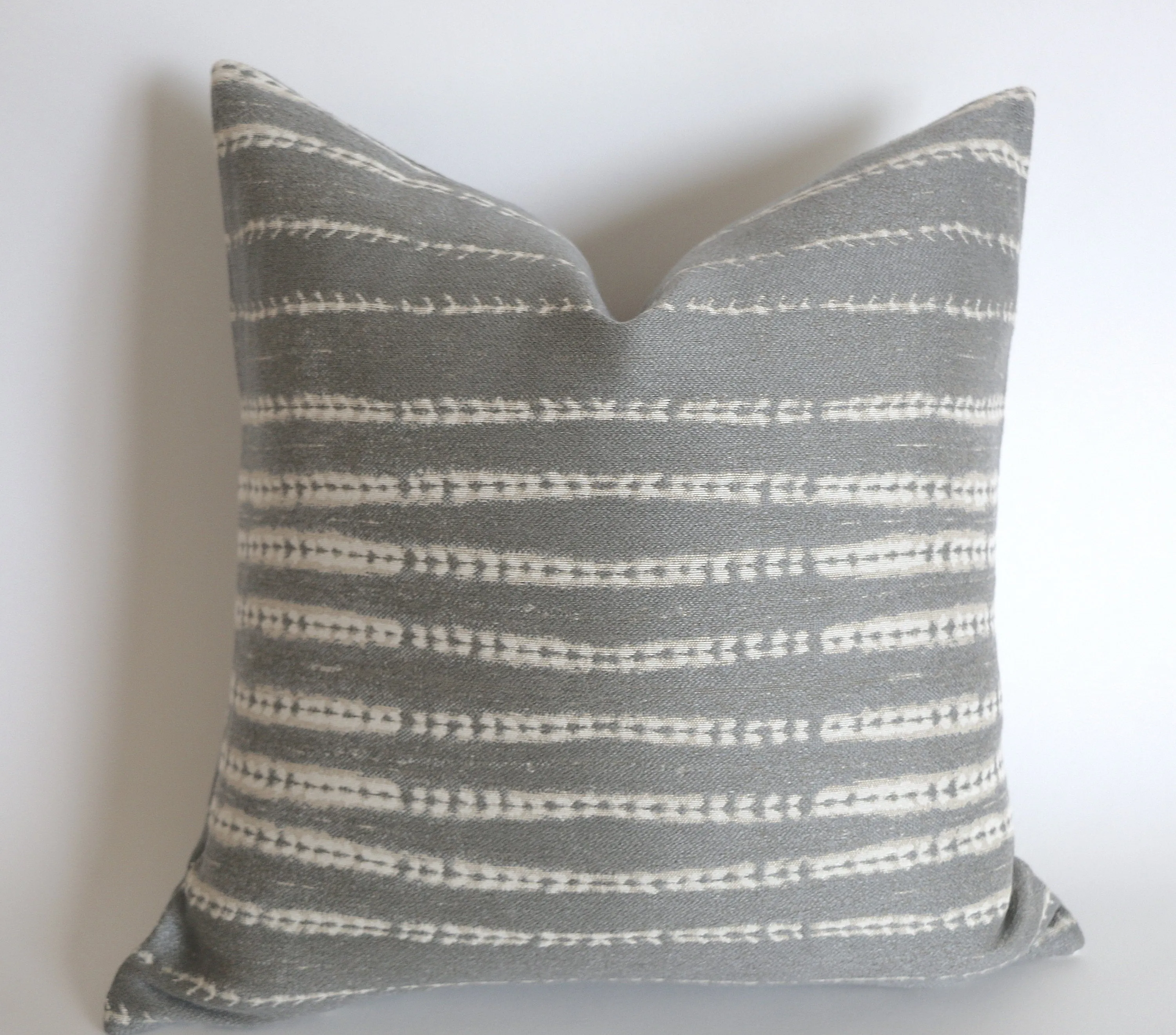 Grey Mudcloth-Style Pillow Cover: Durable Performance Fabric