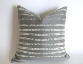 Grey Mudcloth-Style Pillow Cover: Durable Performance Fabric