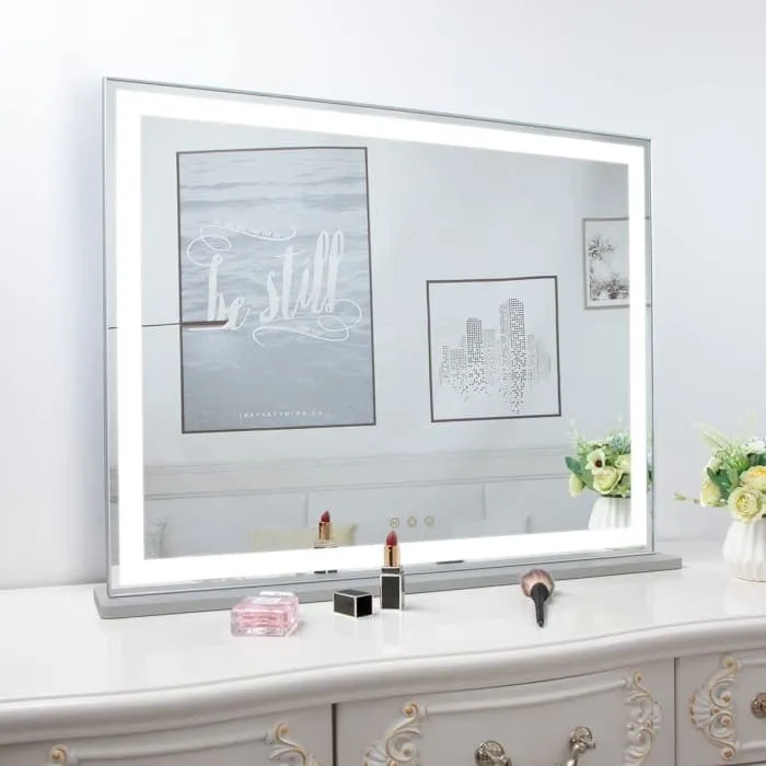 Hollywood Led Makeup Mirror - Smart Touch Control And 3 Colors Dimmable Light (72 x 56 Cm)