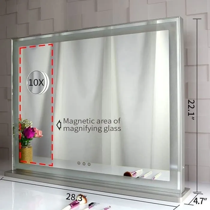 Hollywood Led Makeup Mirror - Smart Touch Control And 3 Colors Dimmable Light (72 x 56 Cm)