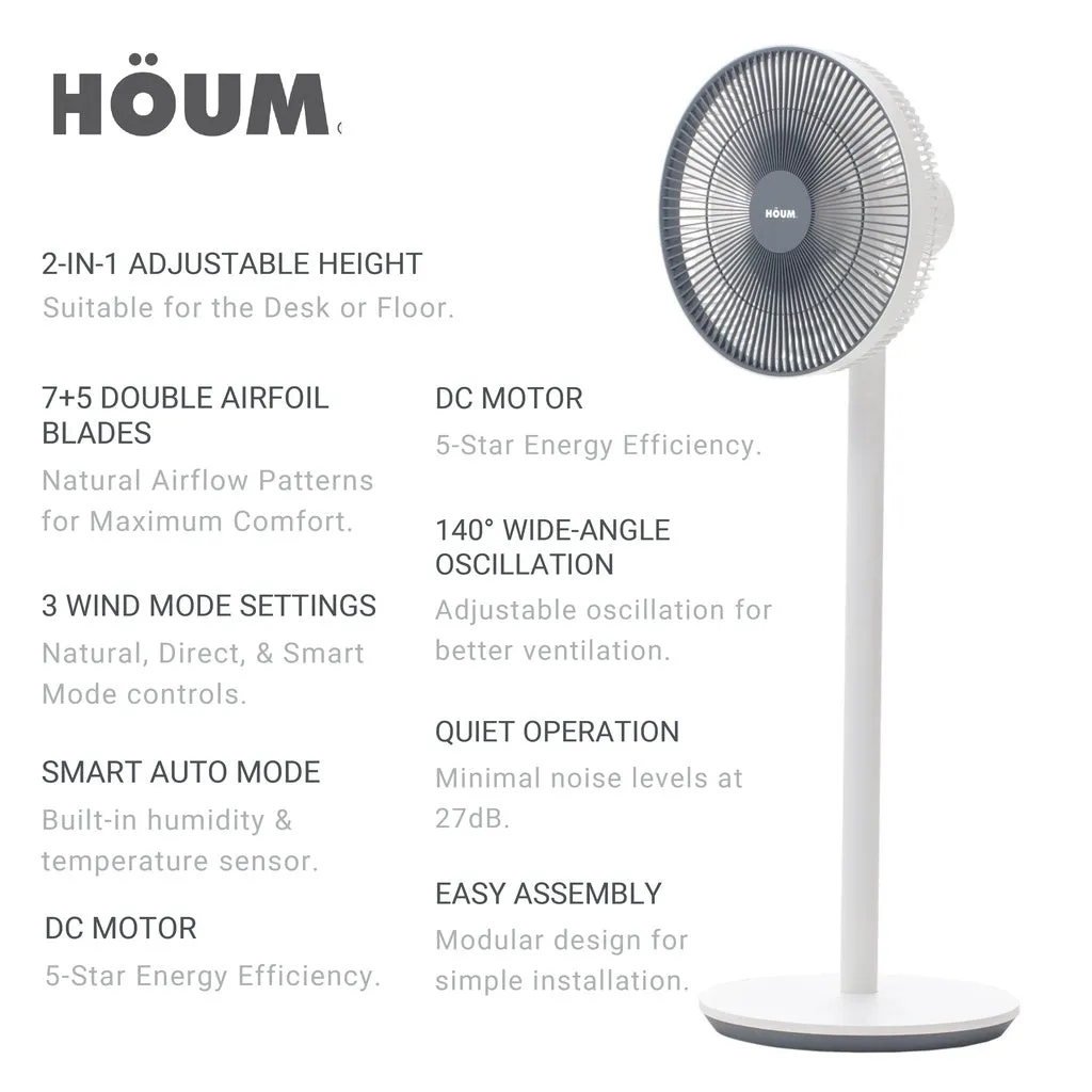 HOUM X12 Electric 3 Speed Standing Fan | Special Design Fan Blade | DC Motor | 风扇