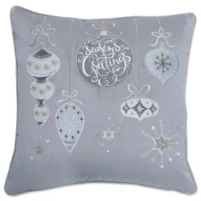 Indoor Christmas Velvet Ornaments Gray 17-inch Throw Pillow Cover