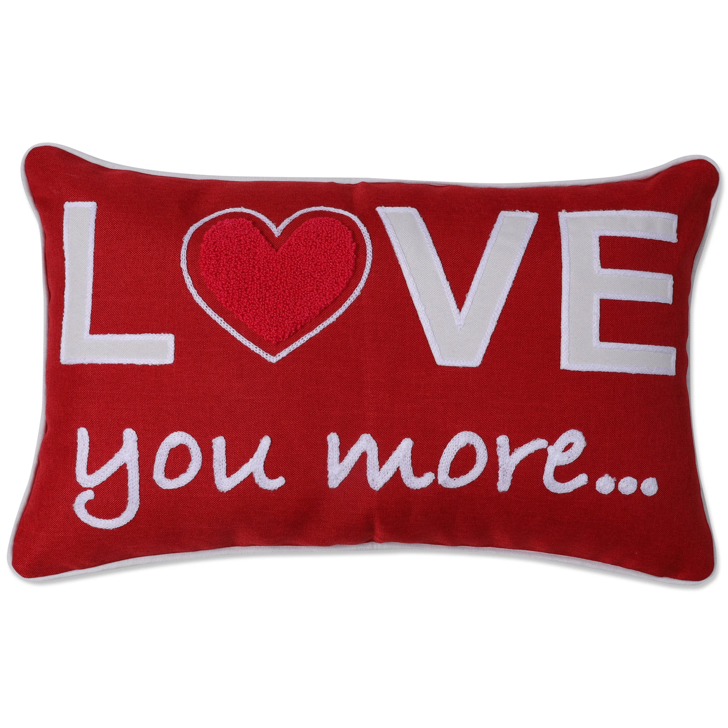 Indoor Valentines Love You More Red Rectangular 12 X 19 Throw Pillow Cover