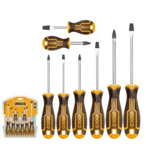 INGCO 8 PCS Screw Driver Tool Set Kit, CR-V Screwdriver Set for DIY Household Repair, INGCO Design Handle, CR-V