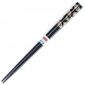 Japanese Black Fan Lacquered Wooden Chopsticks