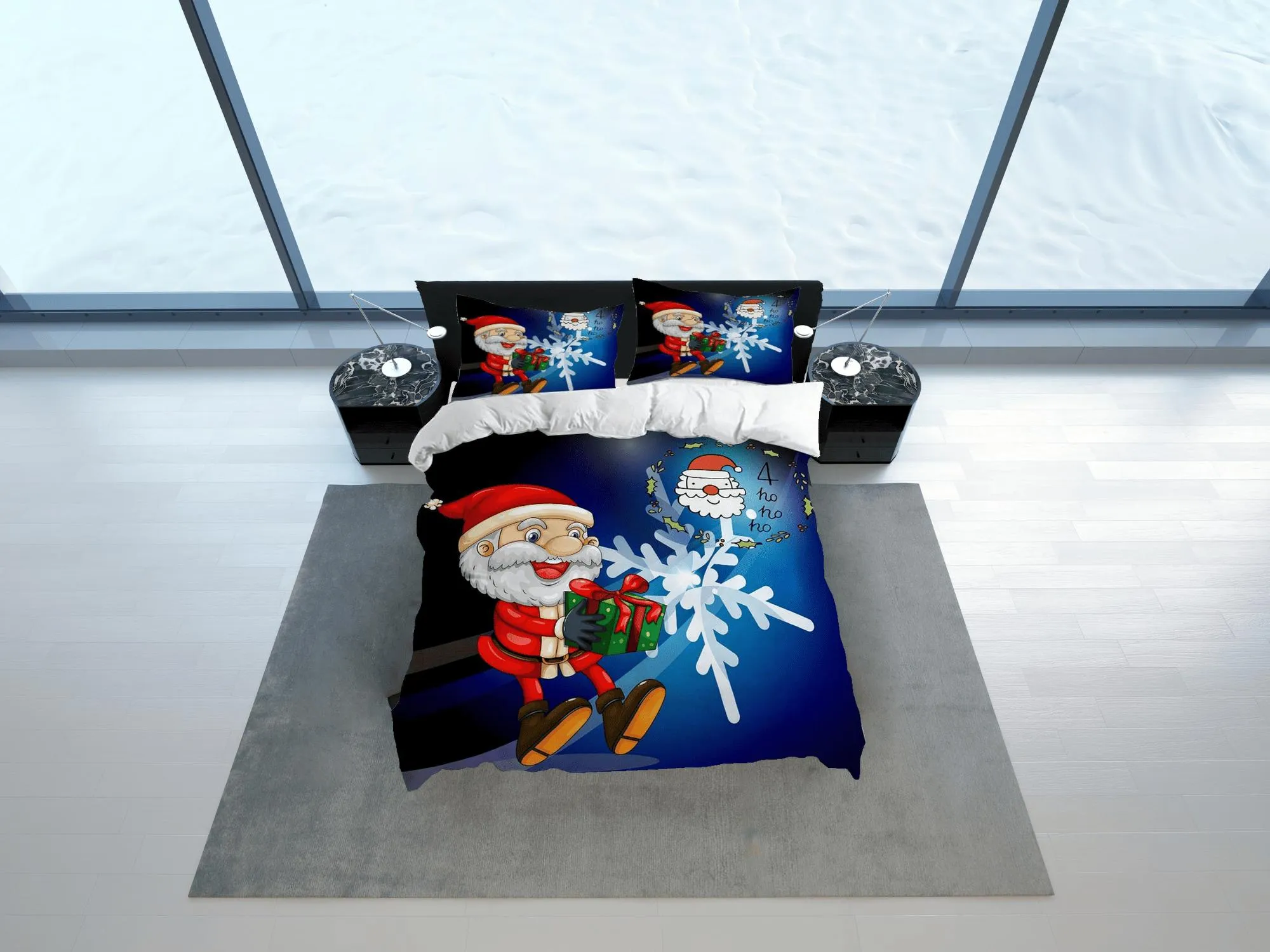 Joyful Santa Claus Christmas bedding & pillowcase holiday gift duvet cover king queen twin toddler bedding baby Christmas farmhouse decor