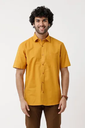 Jute Classic - Mustard Yellow Formal Shirt For Men | Ariser