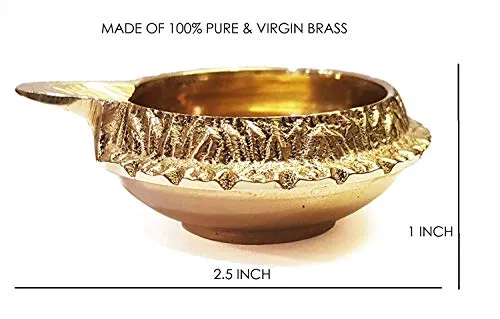 KUBER Diya. Pure Virgin Brass Diwali Puja Diya. Indian Pooja Oil Lamp Dia. 2.5 Inch Deepawali Diya/Oil Lamp/CandleTea Light Holder/Diwali Christmas Decoration ndian Gift Items (02 PC)