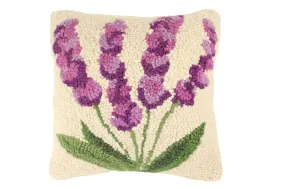 Lavender Stems Hooked Wool Pillow