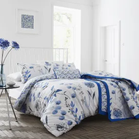 Lewis's Inky Floral T200 Duvet Set - Blue