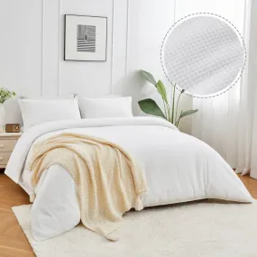 Linenova Cotton Waffle Weave White Quilt Cover Set