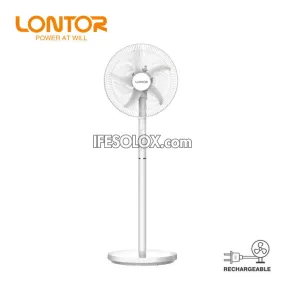 LONTOR 16" Rechargeable Standing Fan with Remote, 5-Blades, Night Light and Detachable Pole (CTL-CF058R-16) - Brand New