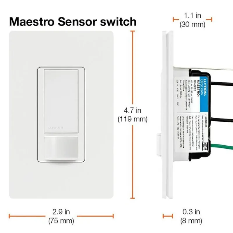 Lutron Maestro Occupancy 5 amps Single Pole Motion Sensor Triple Combination Switch White 1 pk