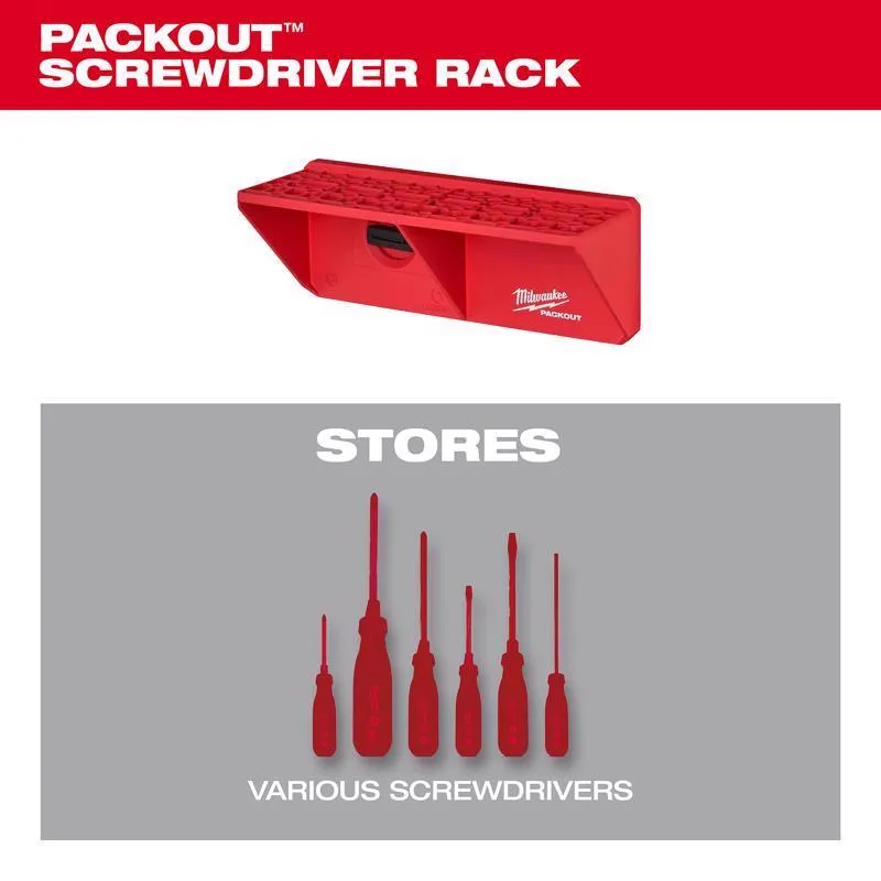 Milwaukee PACKOUT SHOP STORAGE Garage Organizer Screwdriver Rack Black/Red