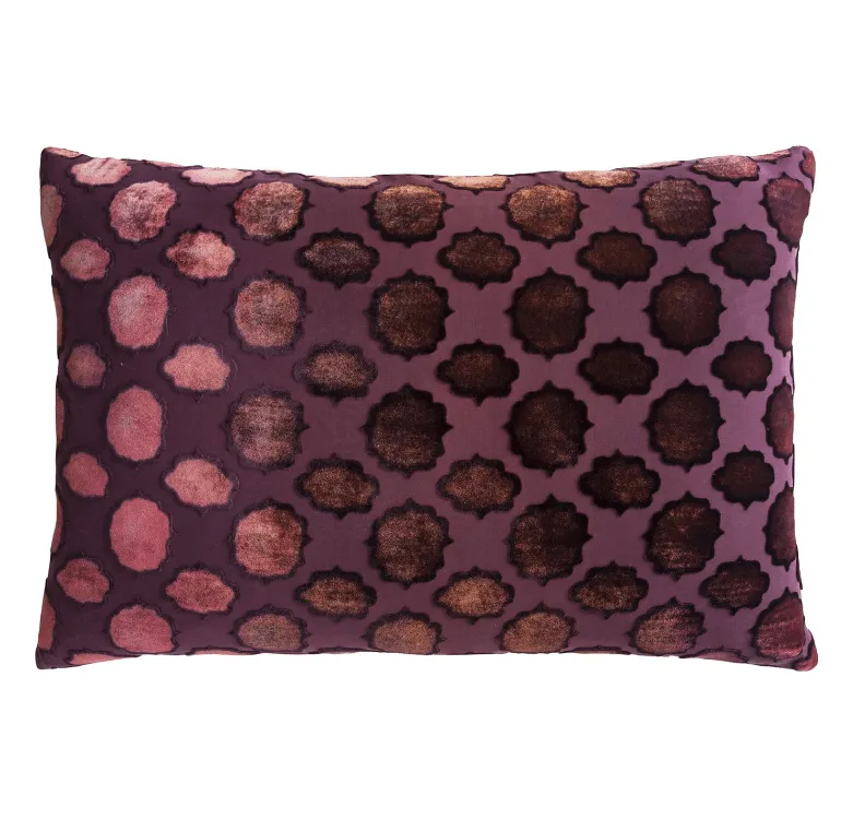 Mod Fretwork Wildberry Velvet Pillows by Kevin O’Brien Studio