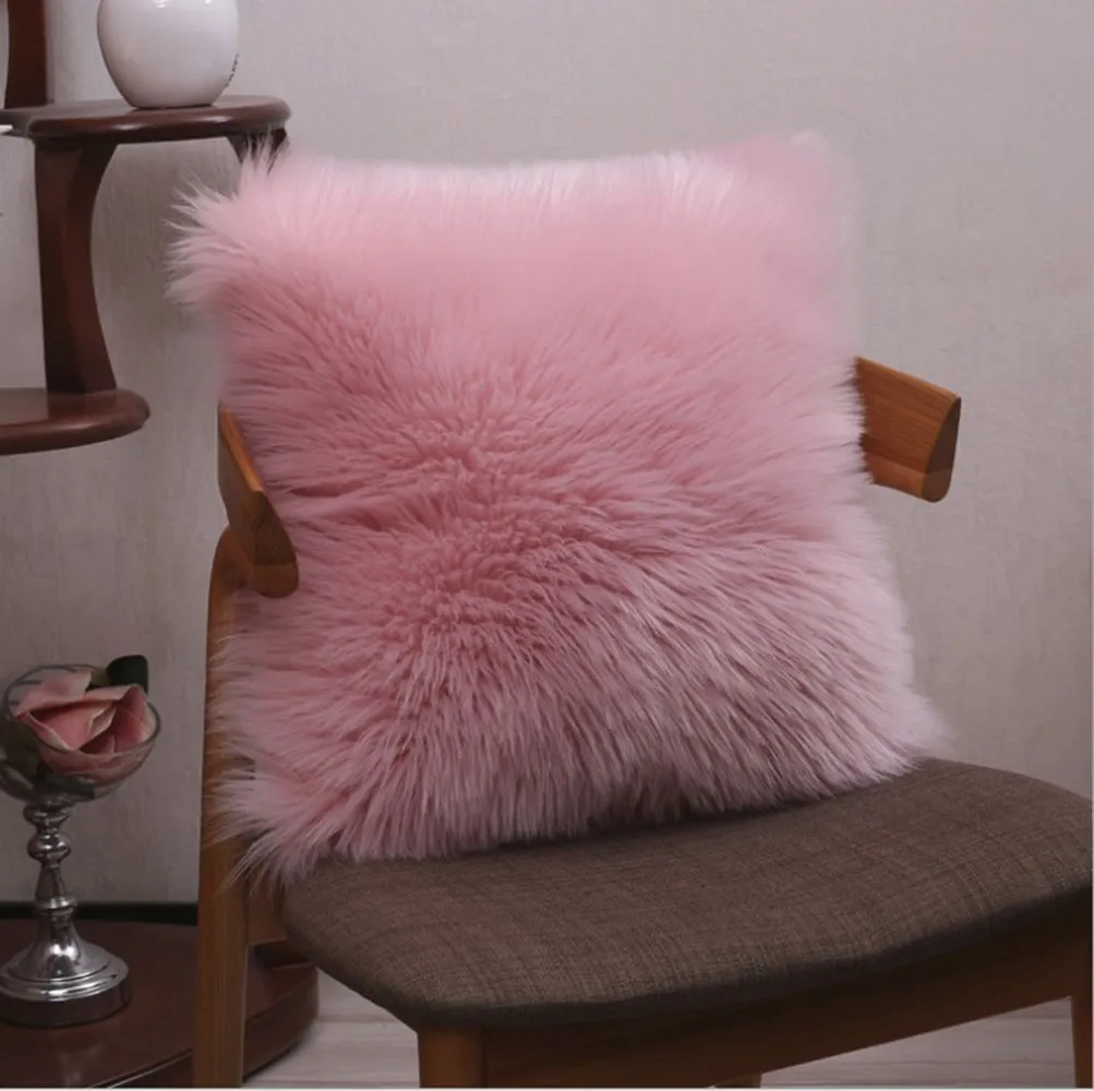 NEW Pack of 1 Furry fur (front) Faux (back) pillow (With or Without Insert)