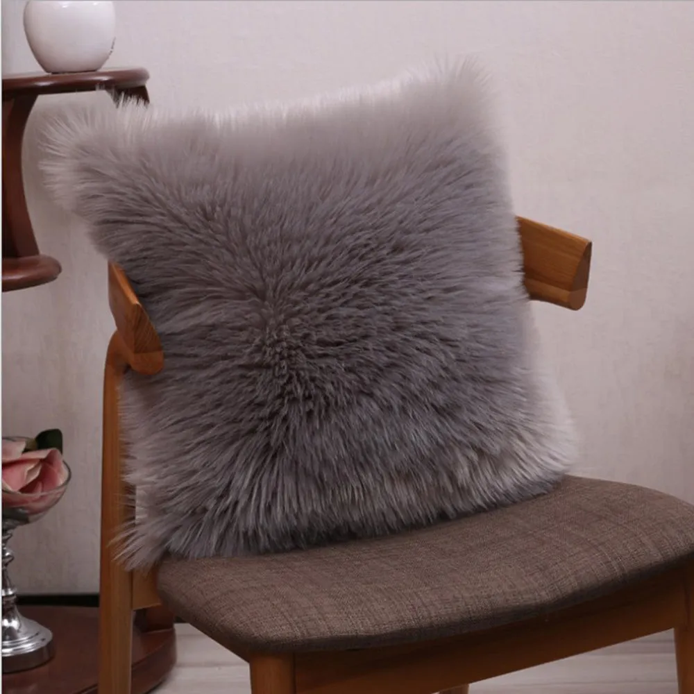 NEW Pack of 1 Furry fur (front) Faux (back) pillow (With or Without Insert)