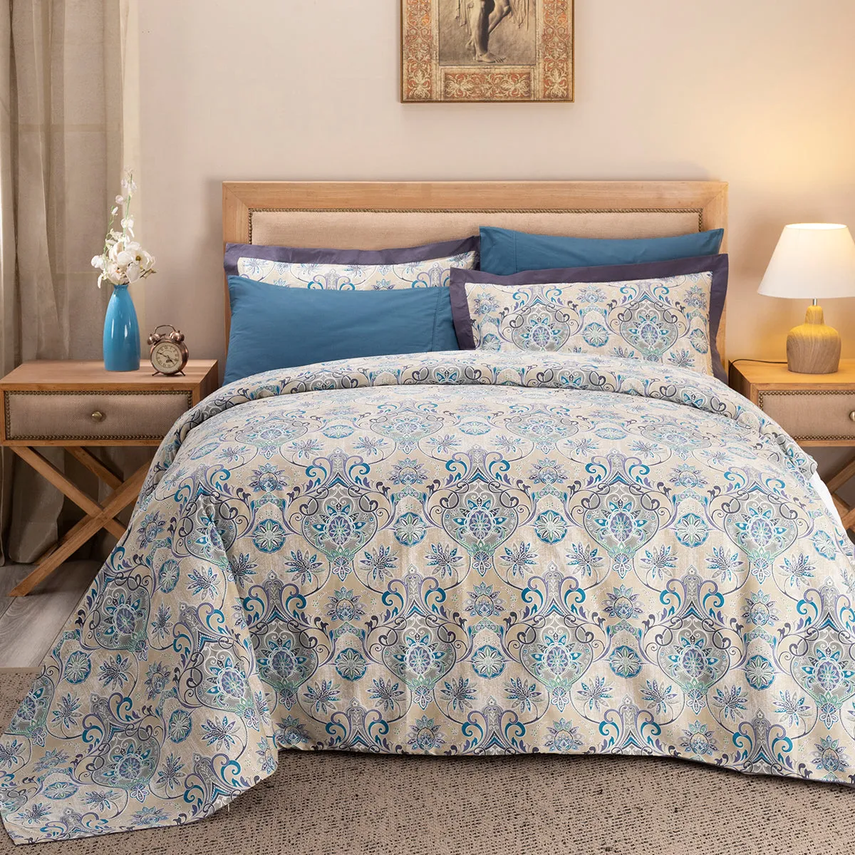 Nouveau Tradition Lawn Rerun Blue Duvet Cover with Pillow Case