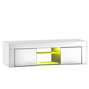 Oikiture TV Cabinet Entertainment Unit Stand RGB LED Gloss Furniture 130cm