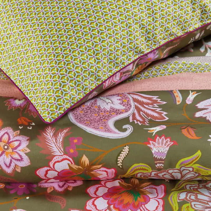 Oilily Amelie Sits Mix Cotton Sateen Green Quilt Cover Set