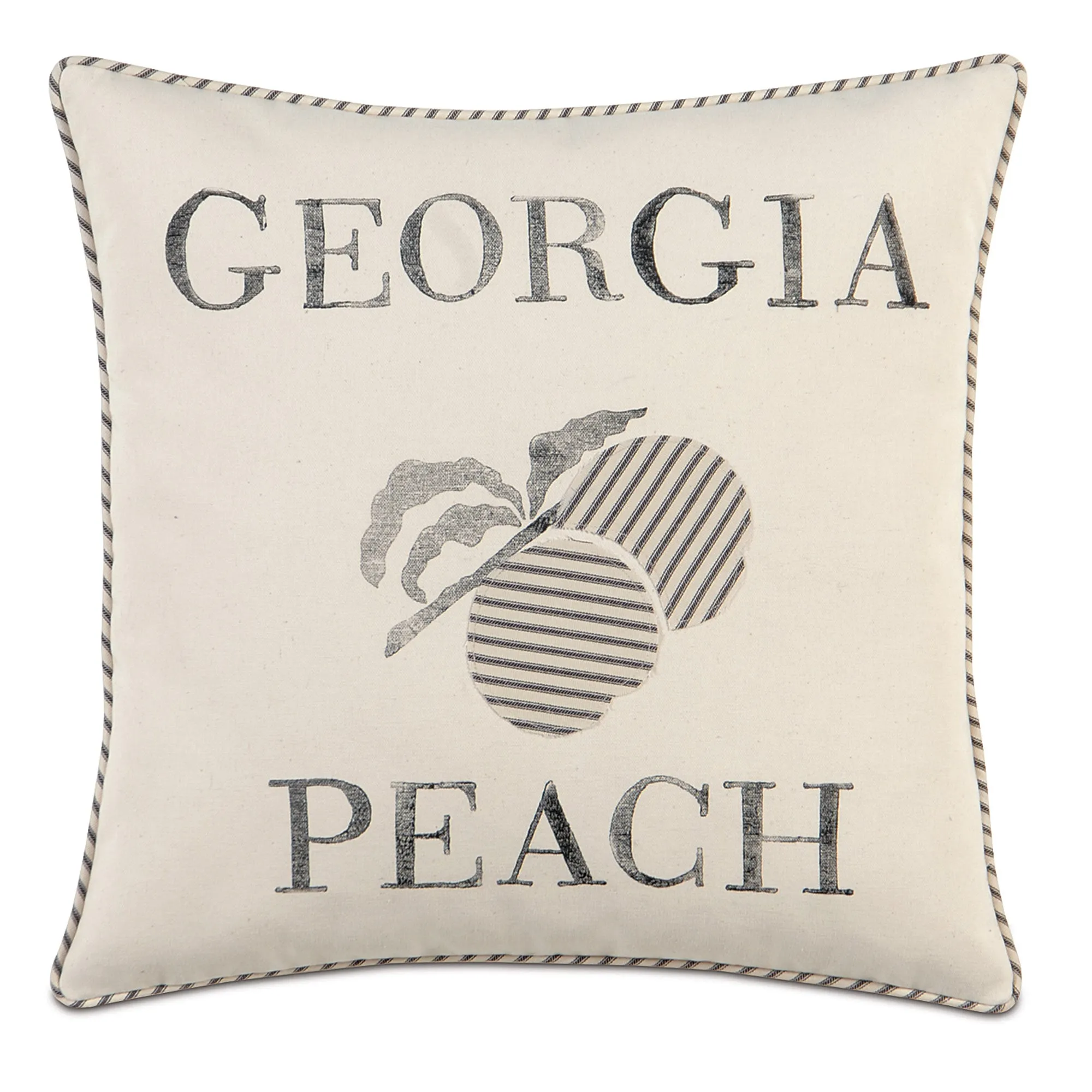 Passport Ivory Block Printed 'Georgia Peach' Throw Pillow Cover 20x20