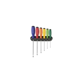 PB Swiss Tools PB 8240.RB CBB Rainbow SwissGrip Screwdriver Set, Slotted, 6 pcs w/ Wall Mount