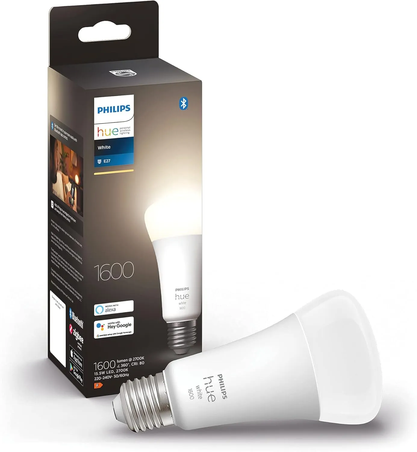 Philips Hue White Ambiance Smart LED Bulb B22 Bayonet - 1600 Lumens (100W), Works with Alexa, Google Assistant & HomeKit