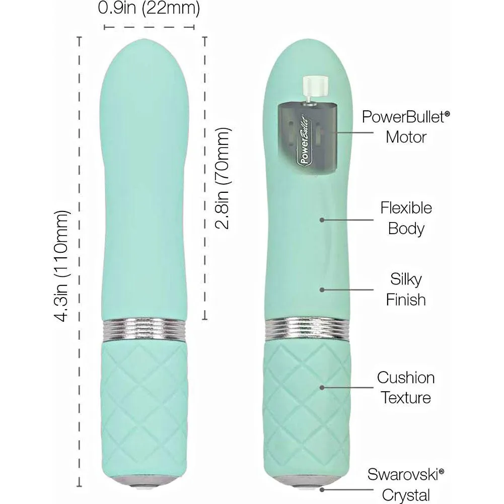 Pillow Talk FLIRTY Powerful Rechargeable Mini Bullet Vibrator with Swarovski Crystal Teal Tiffany Blue