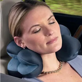 Pillow Travel Neck, Head, and Lumbar Support Pillow, Fleece Twistable Travel Pillow Filled with Microbeads (Blue)