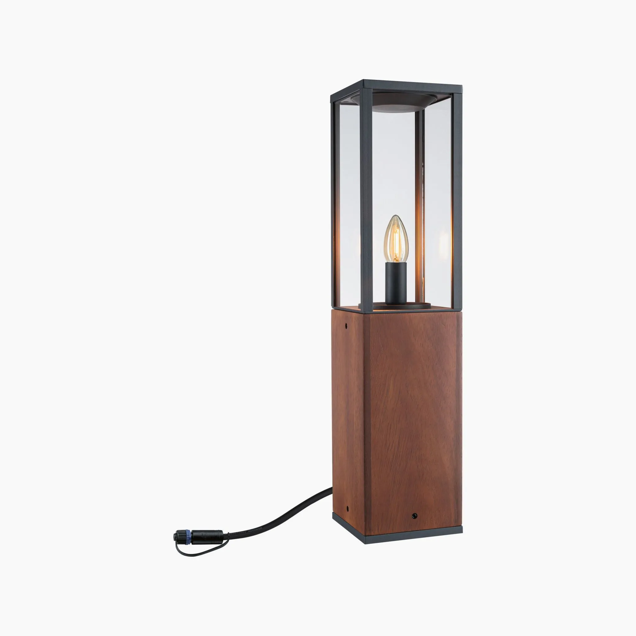 Plug & Shine Outdoor Vena 2W LED 60cm Wooden Single Bollard Light