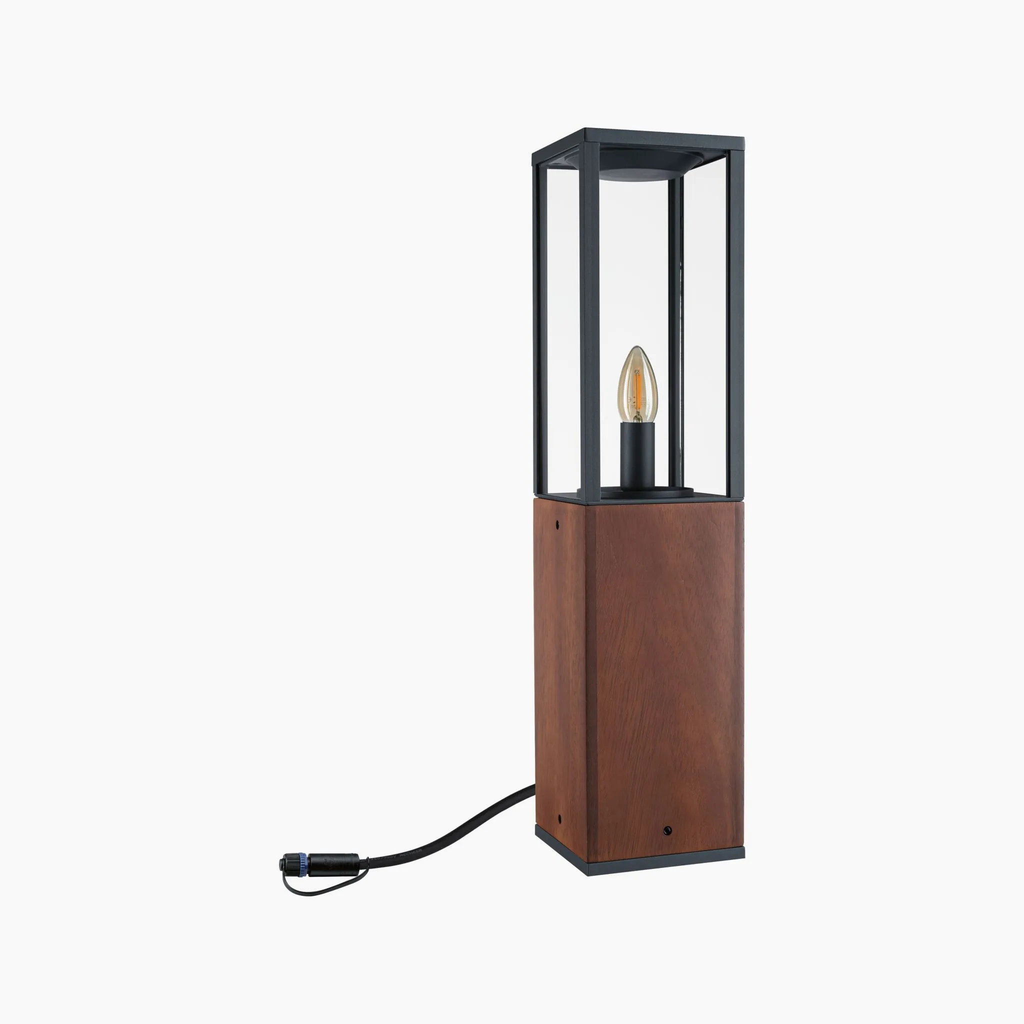 Plug & Shine Outdoor Vena 2W LED 60cm Wooden Single Bollard Light