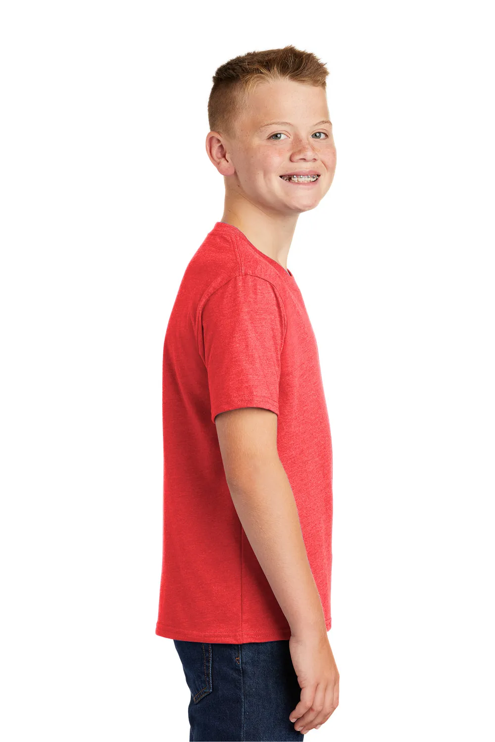 Port & Company Youth Fan Favorite Short Sleeve Crewneck T-Shirt - Heather Bright Red