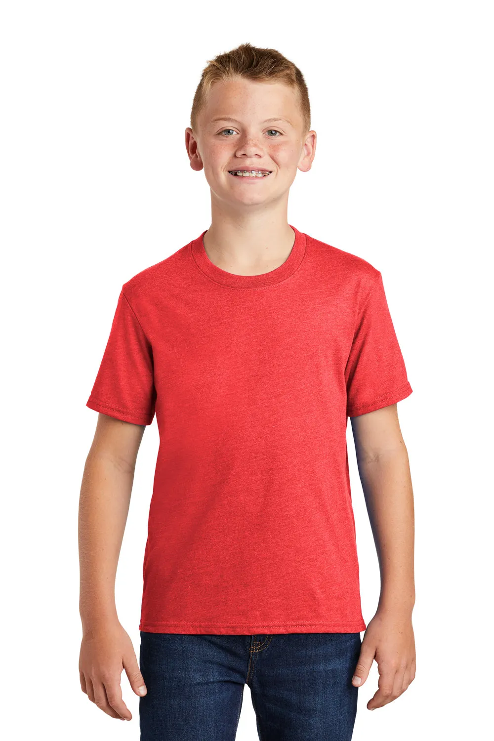 Port & Company Youth Fan Favorite Short Sleeve Crewneck T-Shirt - Heather Bright Red