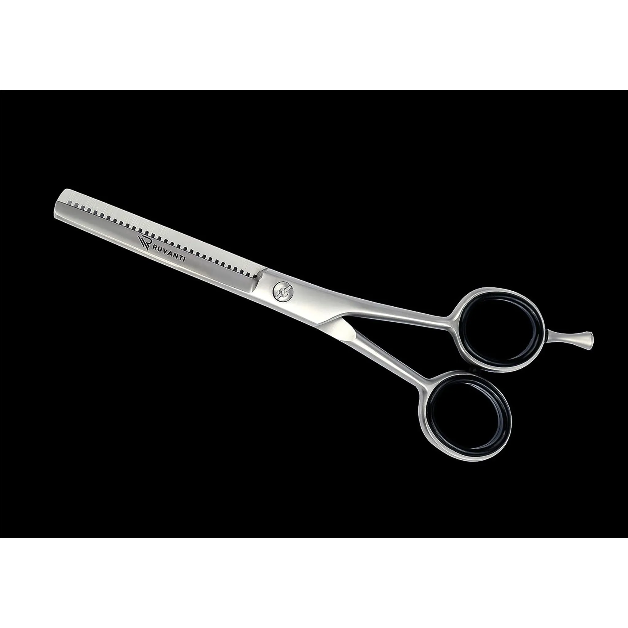 Premium Hair Cutting Scissors - Includes Protective Case by Ruvanti (Grey Thinning)