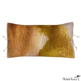 Printed Velvet Pillow Smudge Ochre 12x22