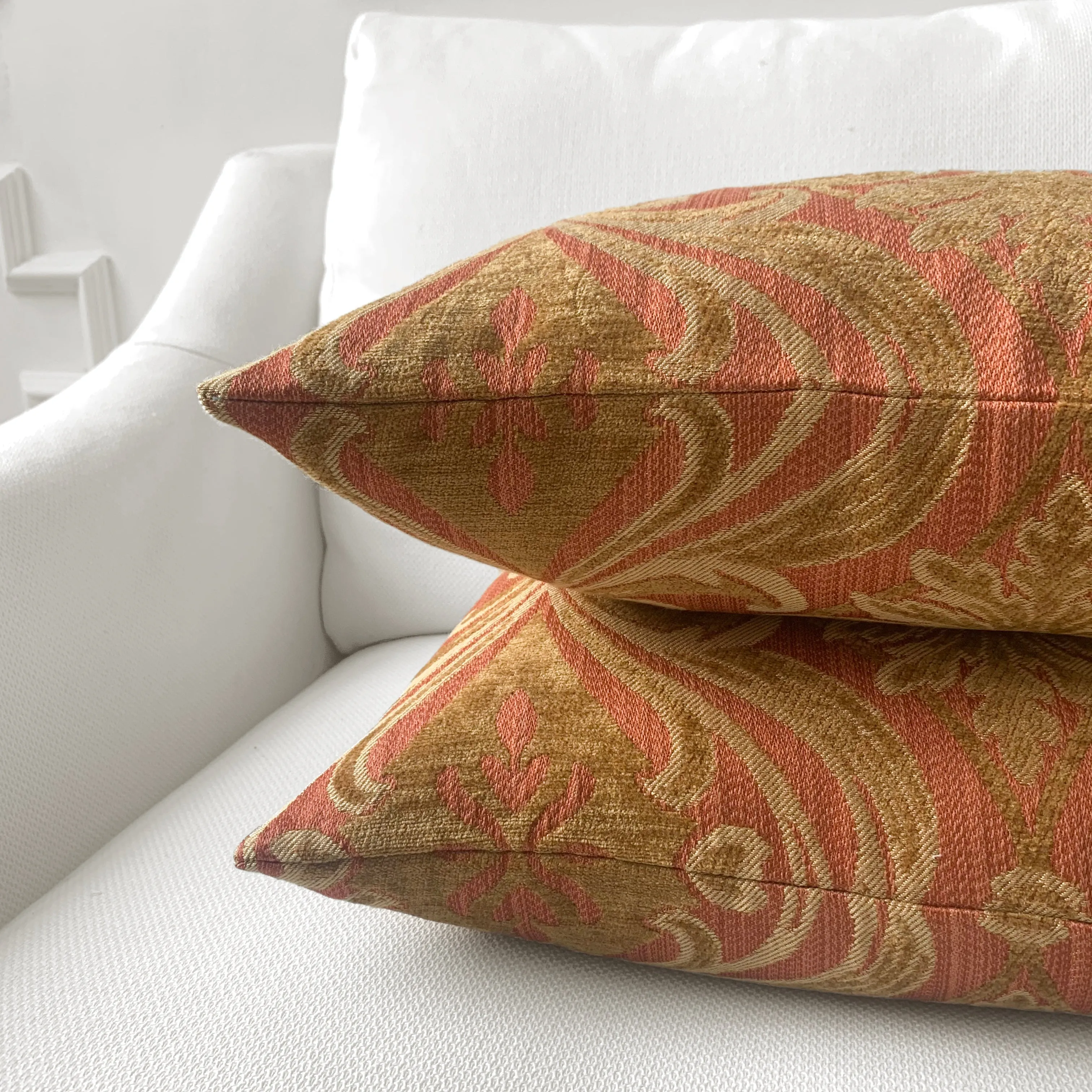 Regal Orange Damask Lumbar Pillow Cover 13x22