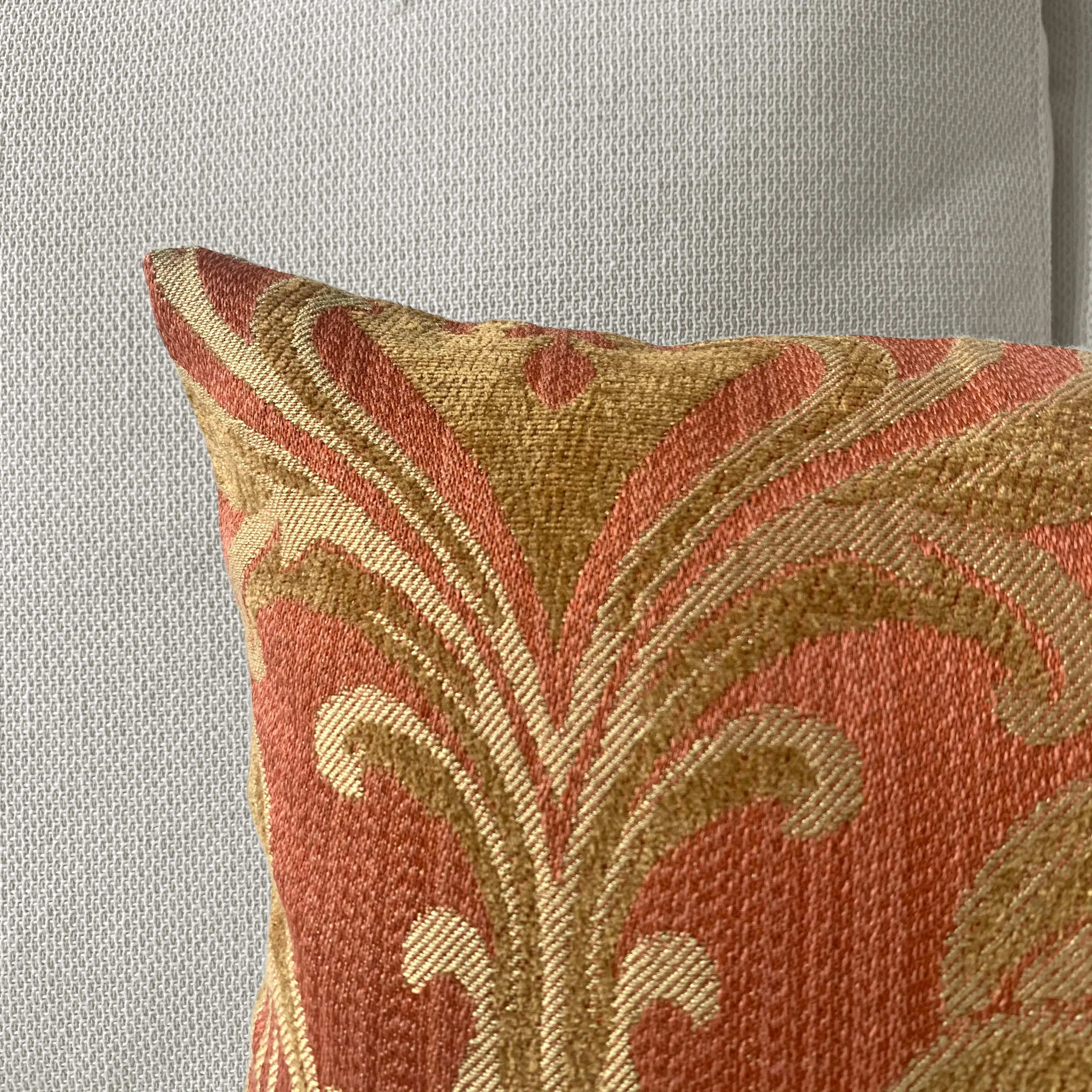 Regal Orange Damask Lumbar Pillow Cover 13x22