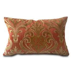 Regal Orange Damask Lumbar Pillow Cover 13x22