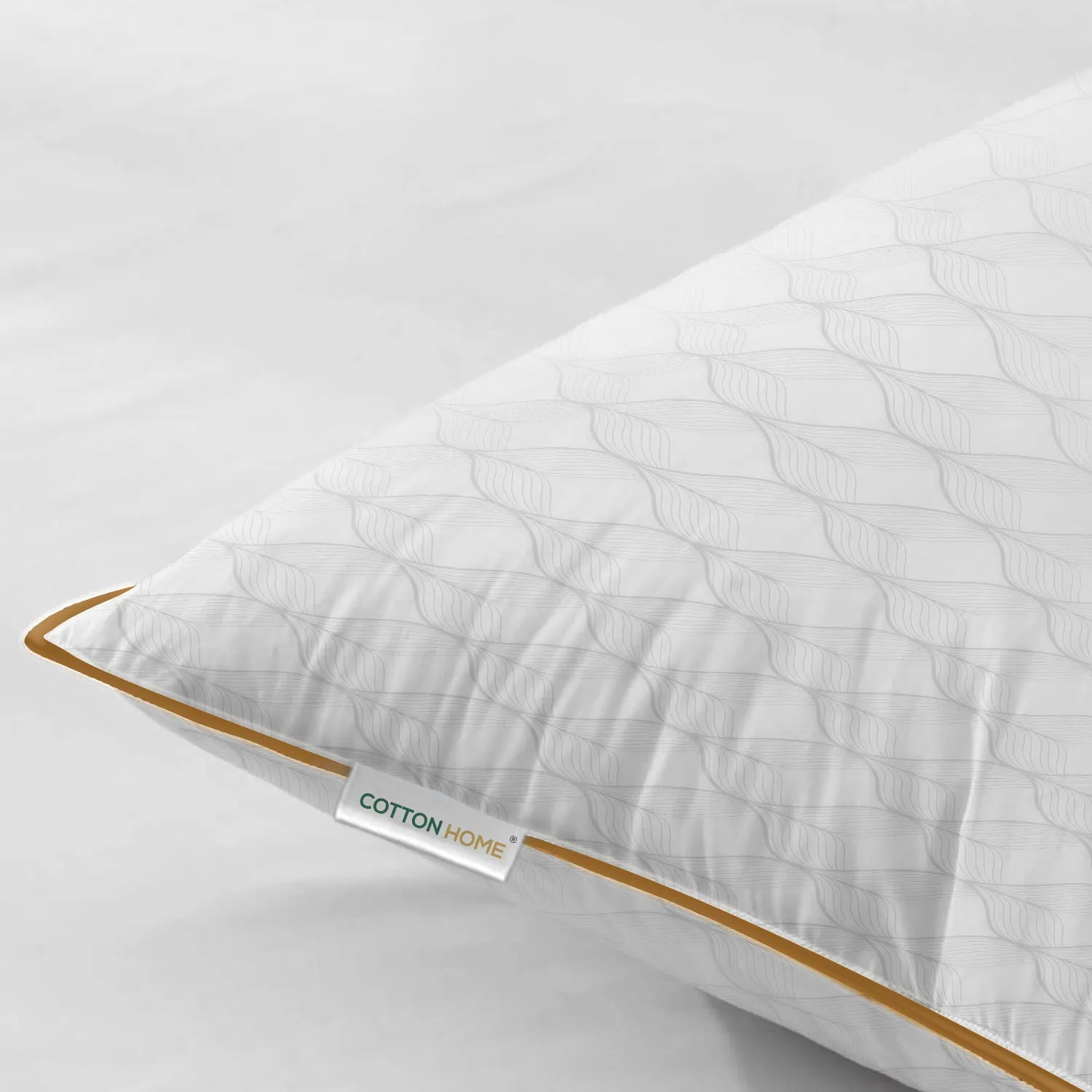 Royal Angler Dobby Premium King Pillow with Gold Cord Egyptian Cotton - White, 50x90cm - Wave