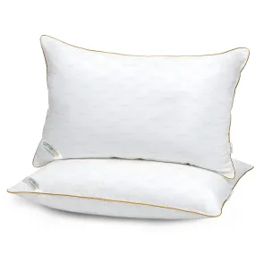 Royal Angler Dobby Premium King Pillow with Gold Cord Egyptian Cotton - White, 50x90cm - Wave