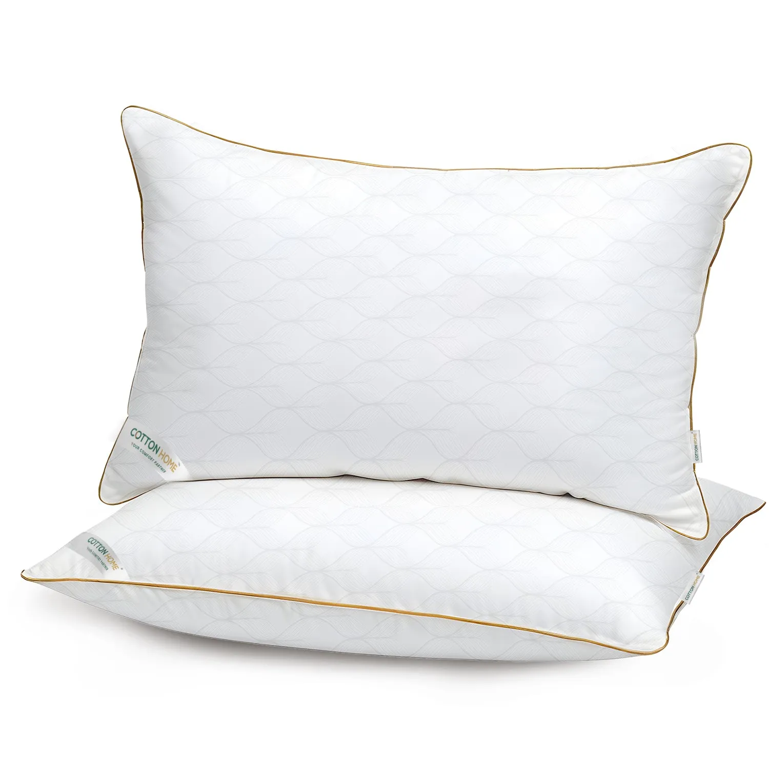 Royal Angler Dobby Premium King Pillow with Gold Cord Egyptian Cotton - White, 50x90cm - Wave