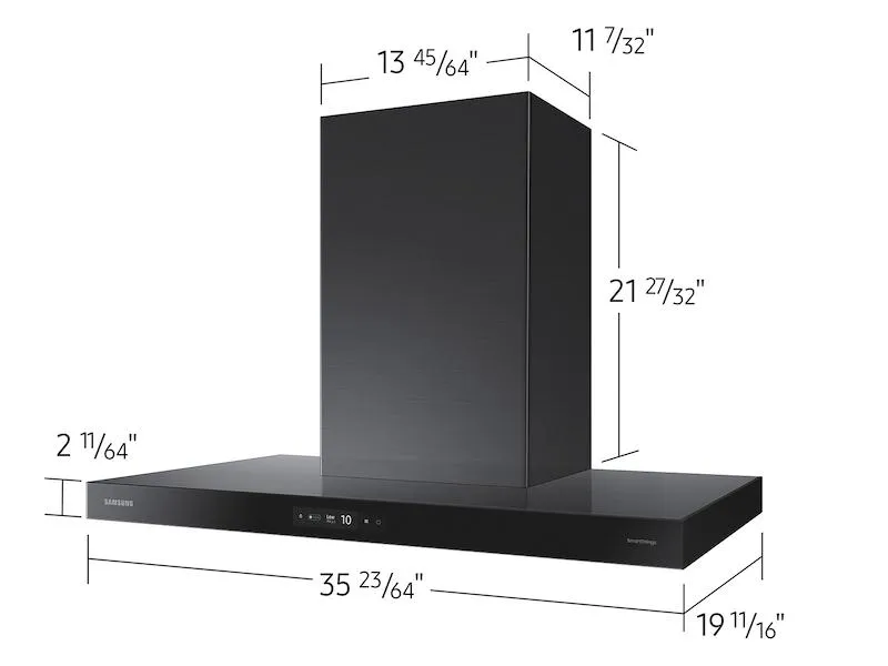 Samsung NK36CB700W33AA 36" Bespoke Smart Wall Mount Hood with LCD Display in Clean Deep Charcoal