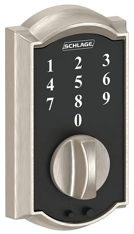 Schlage BE375 CAM 619 Electronic Deadbolt, Satin Nickel, Residential, 1 Grade, Metal, Thumbturn Interior Handle :CD: QUANTITY: 1