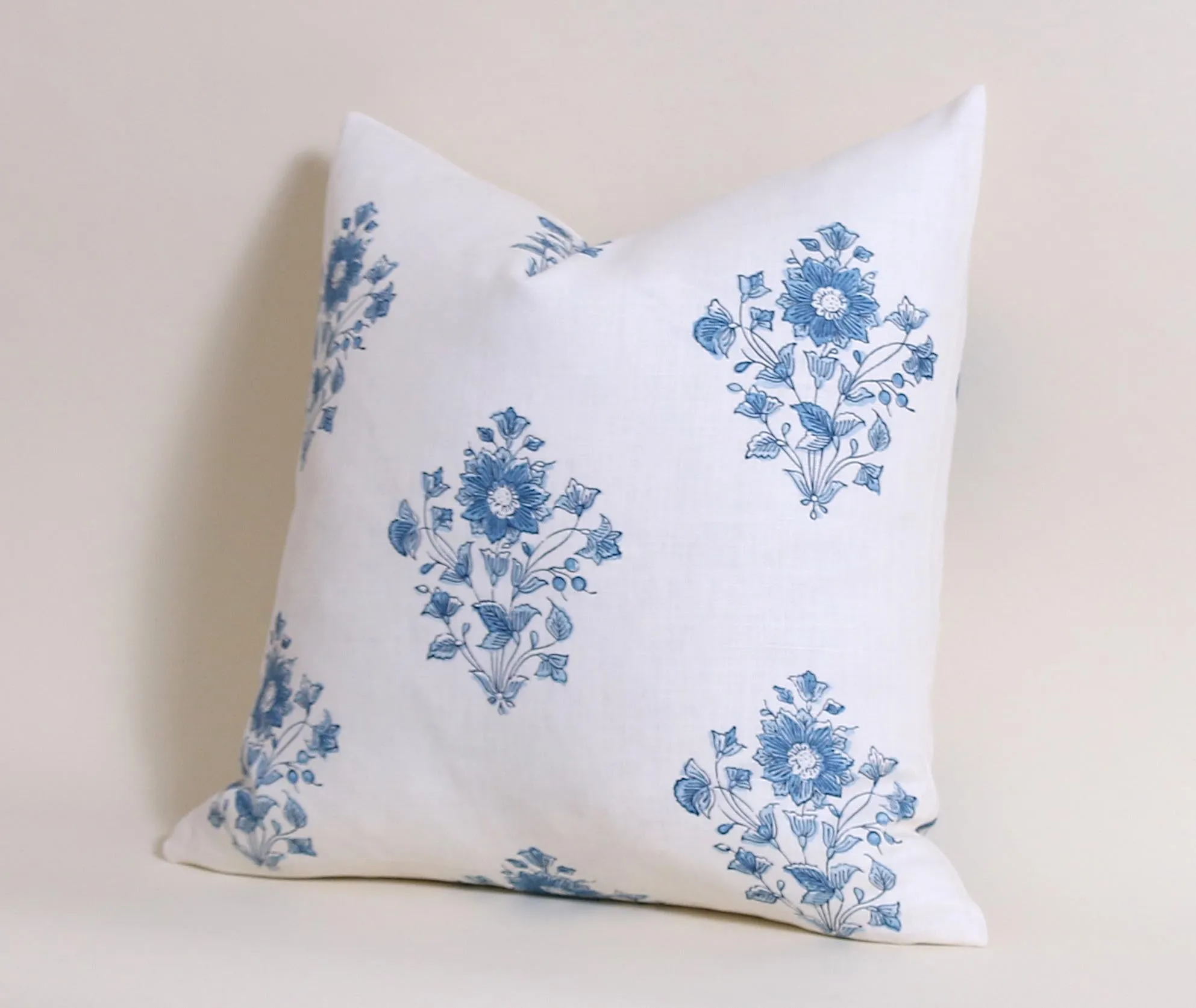 Schumacher Blue and White Pillow cover / Block Print Pillow Cover / Beatrice Bouquet