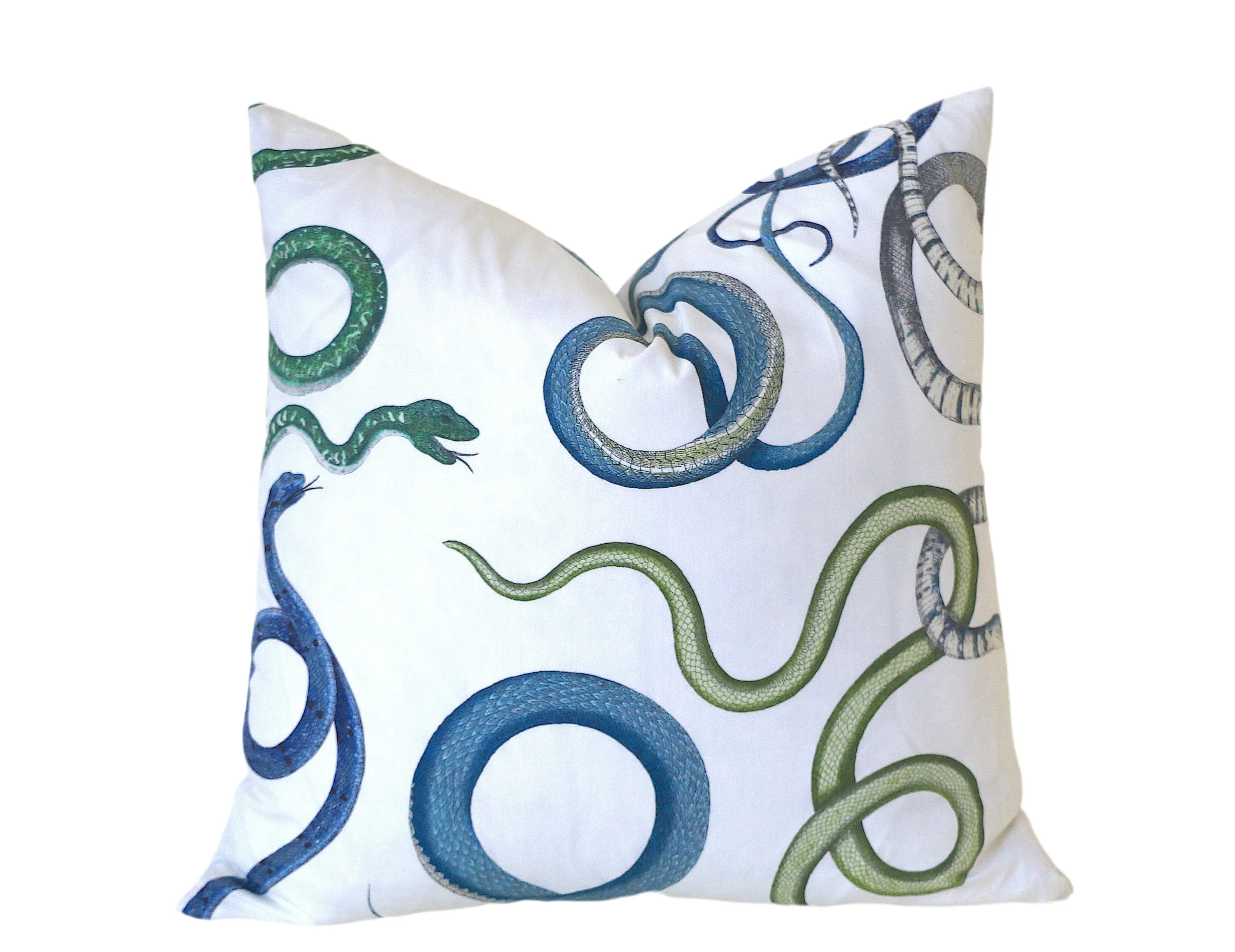 Schumacher Snake Pillow / Blue Green White Pillow Cover / Schumacher Snake Cushion Cover / Navy White Pillow Cover / Giove Pillow Cover