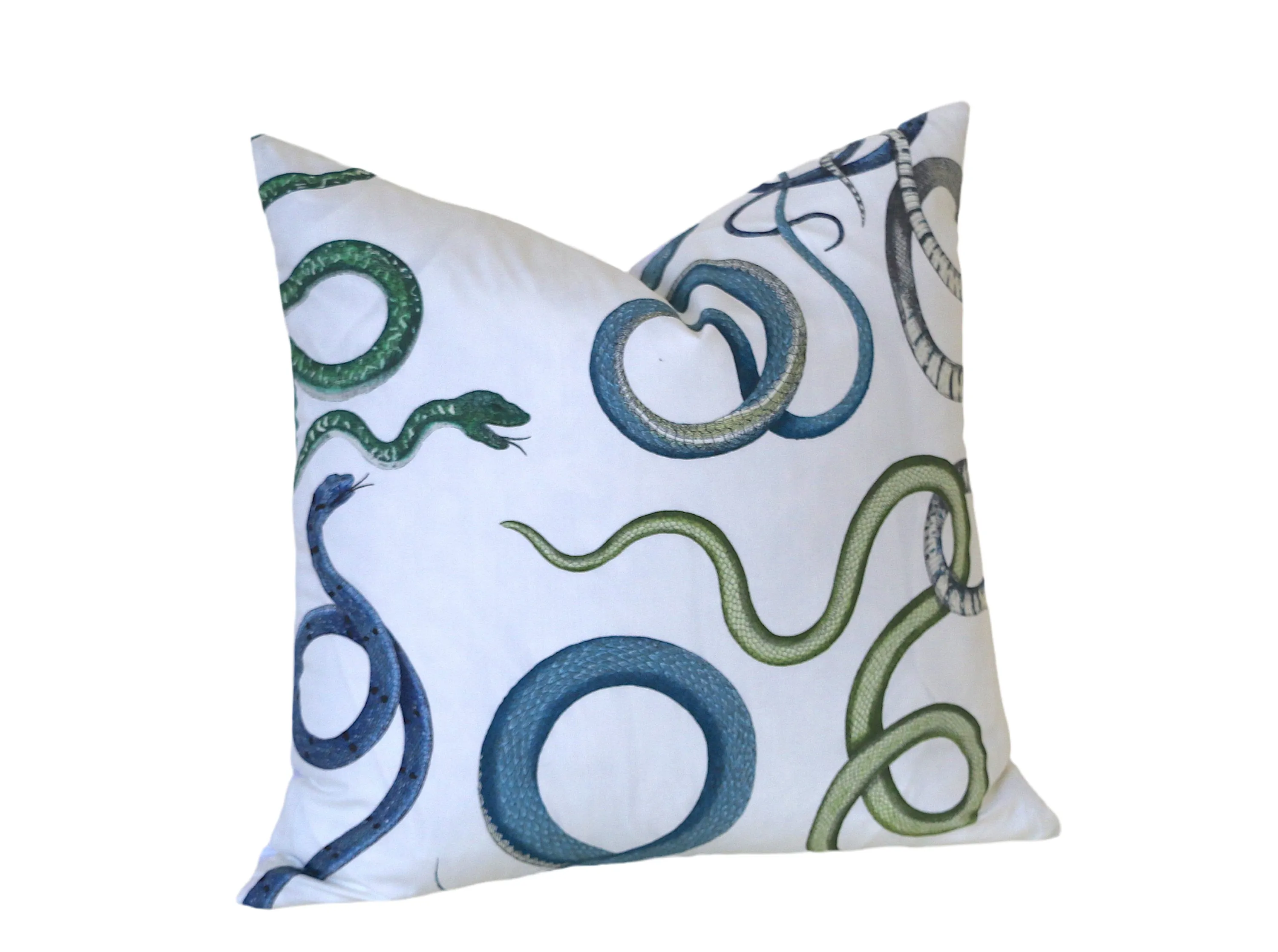 Schumacher Snake Pillow / Blue Green White Pillow Cover / Schumacher Snake Cushion Cover / Navy White Pillow Cover / Giove Pillow Cover