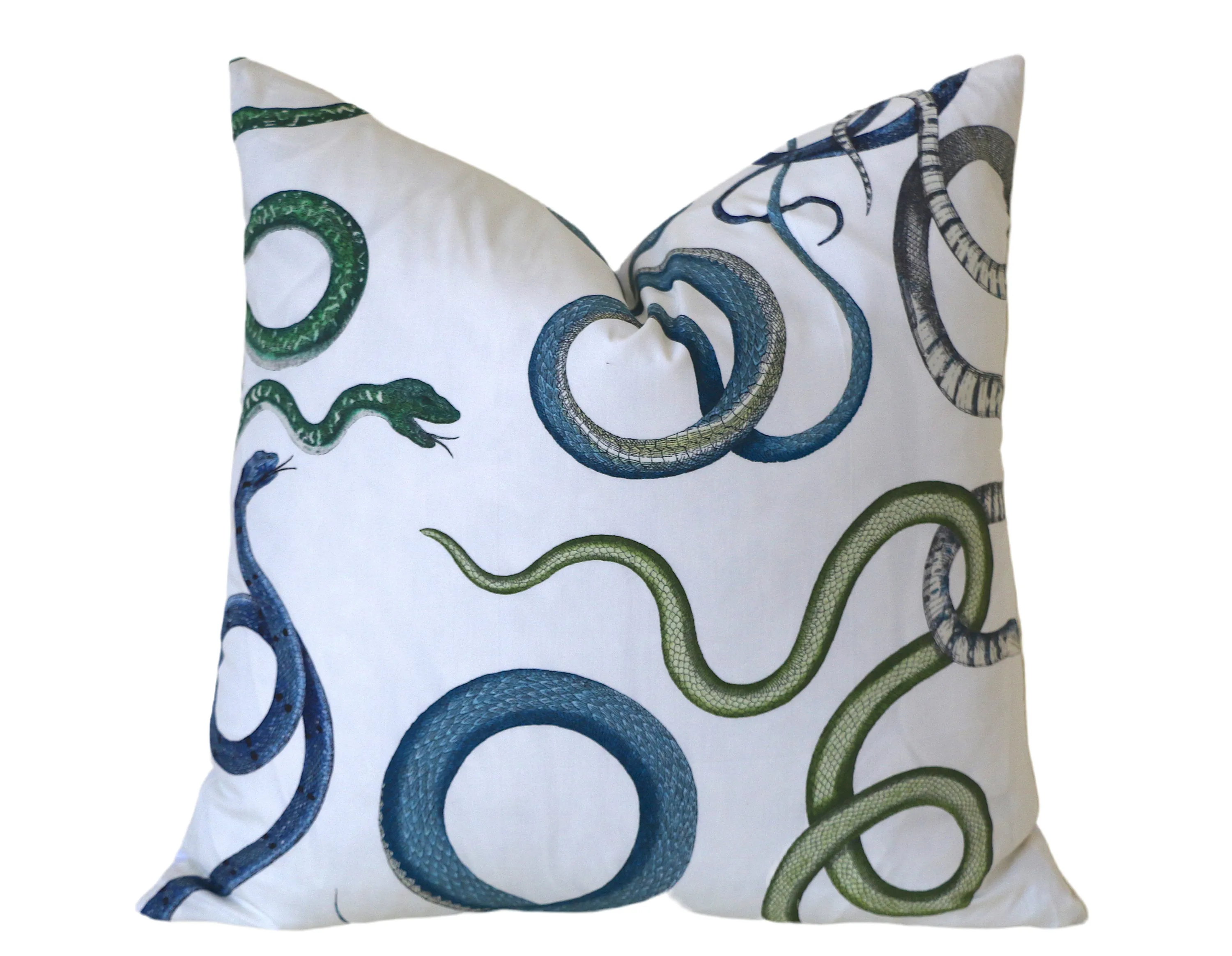 Schumacher Snake Pillow / Blue Green White Pillow Cover / Schumacher Snake Cushion Cover / Navy White Pillow Cover / Giove Pillow Cover