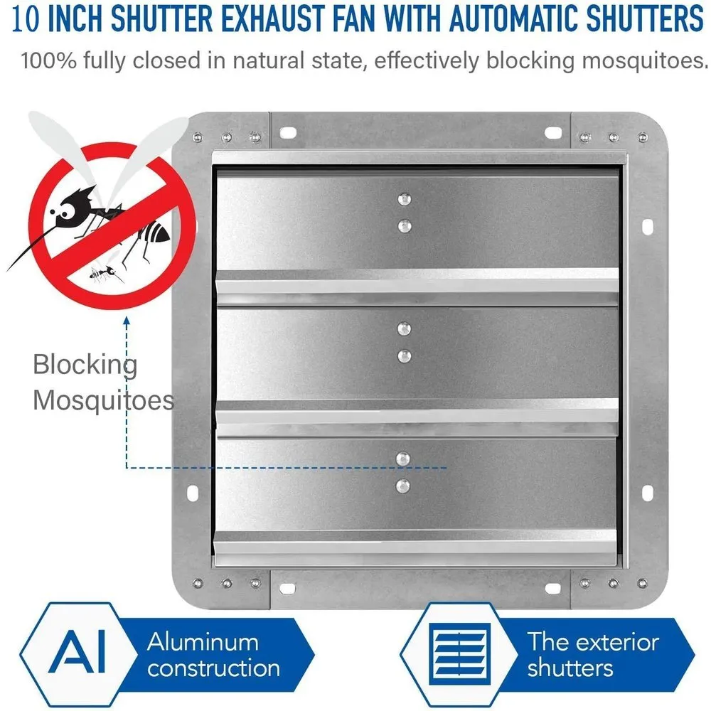 Shutter Exhaust Fan Aluminum 10 Inch